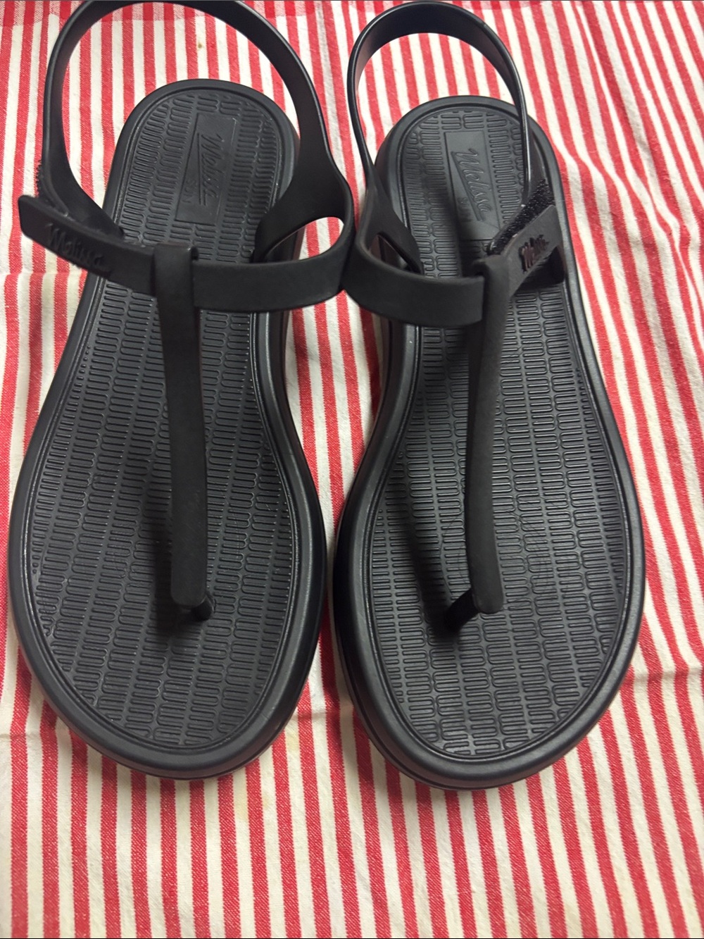 NWT Melissa Sun Vience Black T-Strap Platform Slingback Sandals